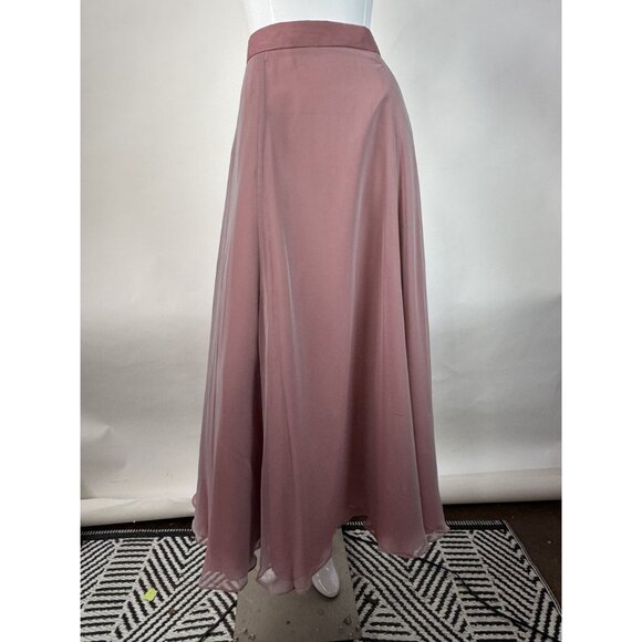 Vintage Marilyn Graham Rose Pink Maxi Dress With Sheer Overlay & Satin Waistband - Picture 12 of 16